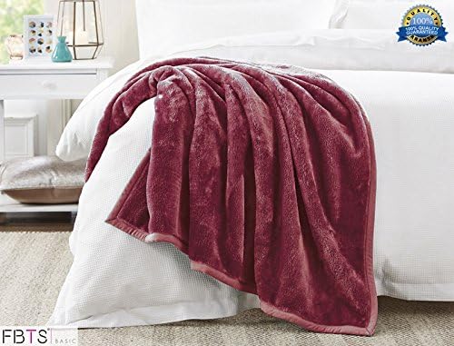 Lightweight Plush Bed Blanket Solid Crimson 90x90 inch Reversible Cozy Flannel Fleece Blanket for Queen Size Bed