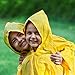 Paxcoo 2 Pcs Kids Reusable Rain Poncho with Hood and Sleeves, Yellow