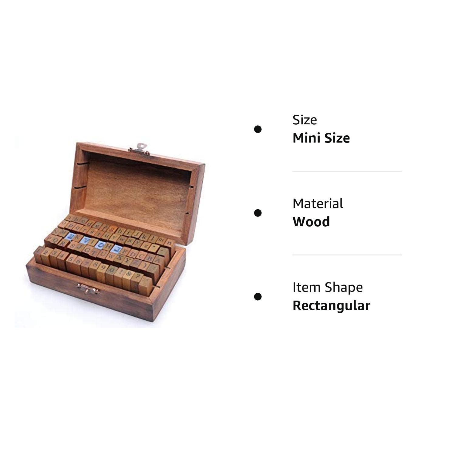 Set of 70pcs Vintage Style Wooden Rubber Alphabet Letters Number Symbol Stamps (Regular Script)