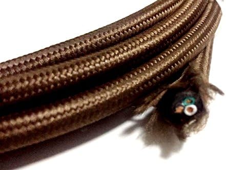 Coffee Brown 18/3 10 ft 3-wire Flat Cloth Covered Wire Antique Lamp Cord Cloth Electrical Cord 3 Core Round Cord, 18ga. Vtg Lamp Wire Antique UL Listed