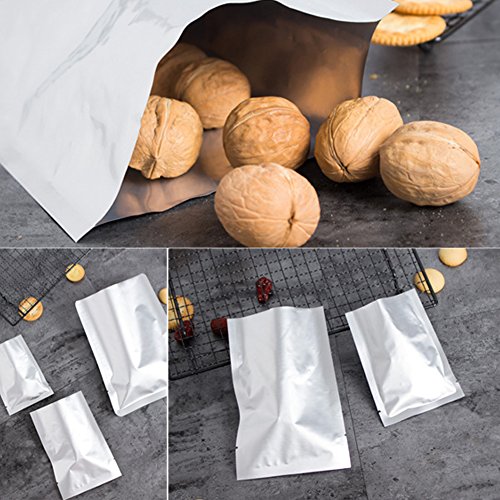 Silver Aluminum Foil Mylar Bag Vacuum Bags Sealer Double-sided Safety - Coffee/Nuts/Cosmetic Sample Giveaway - Long Term Storage Wrapping 100 Pcs (69cm(2.4in3.5in))