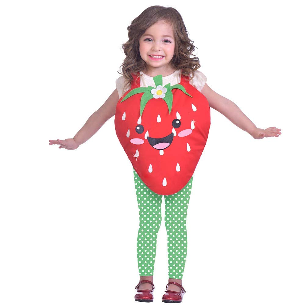 Strawberry One Piece Costume with White dotted Green Leggings - Age 3-6 Years- 1 PC