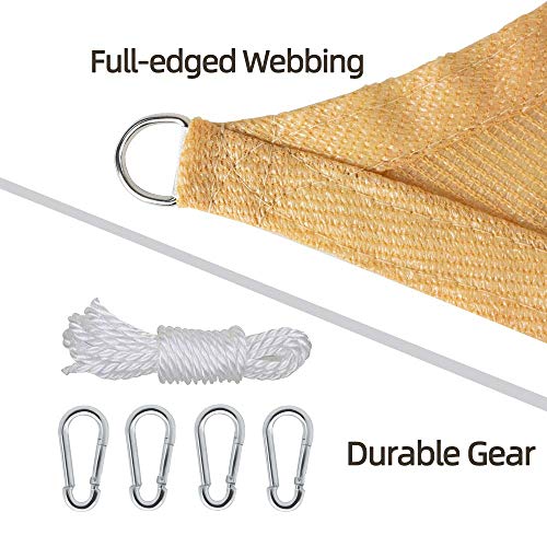 BeGrit Voile d\'ombrage rectangulaire perméable à l\'air Protection Contre Le Soleil HDPE (185g/m2) Bloque 95% Rayons UV avec Le Kit de Fixation pour Terrasse Camping Extérieur Jardin Sable (2M x 3M)