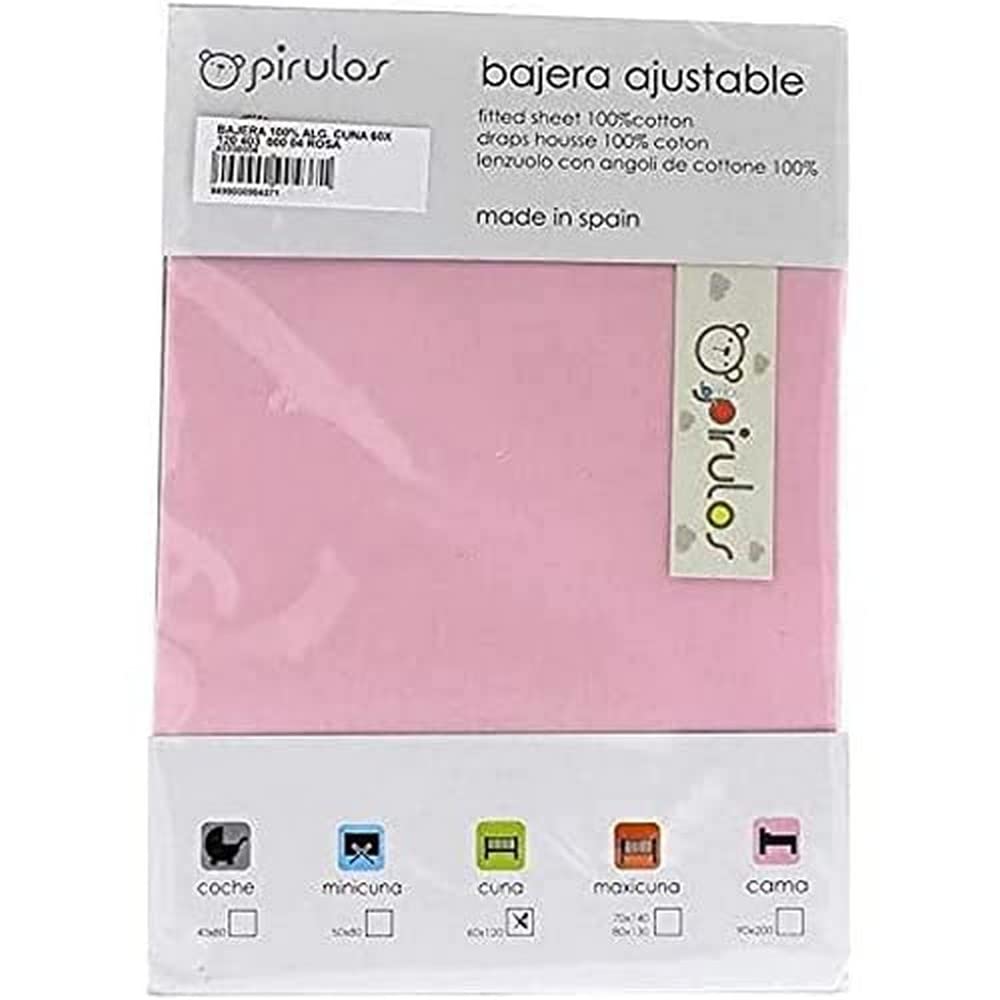 pirulos 40300004 – Cotton – 60 x 120 cm Fitted Sheet, Pink
