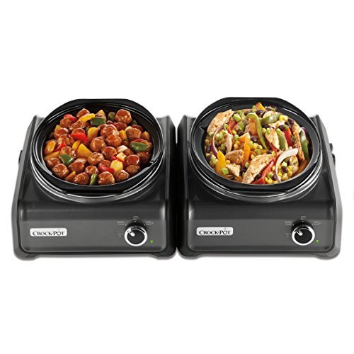 Crock-Pot Hook Up Oval Connectable Entertaining System (3.5-Quart, 2-PACK, Metallic Charcoal)