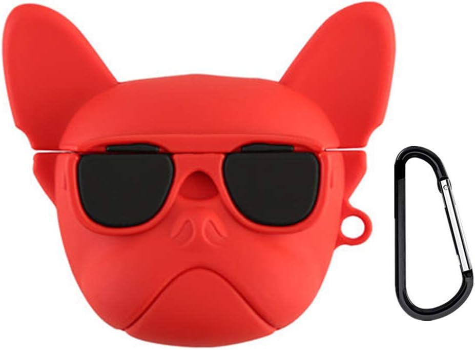 TXGOT Case Compatible with AirPods Pro Case 2019,Cute 3D Funny Cartoon Character Shock & Scratch-Resistant Silicone Airpod Pro Cover for AirPods Pro Charging Case (Bulldog Red)
