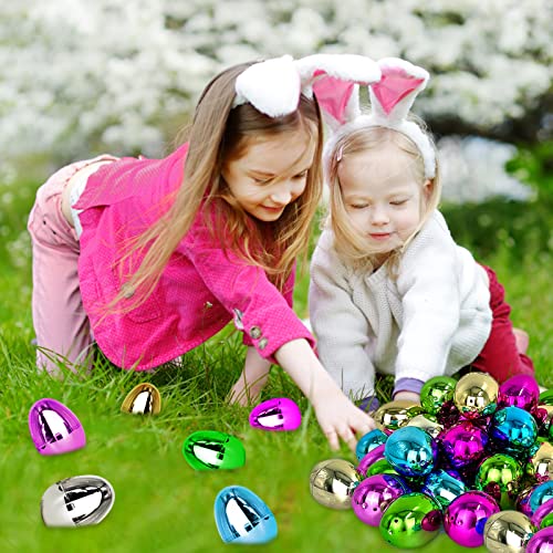 72 Pcs Large Plastic Easter Eggs Bulk 2.5" Metallic Golden Eggs Easter