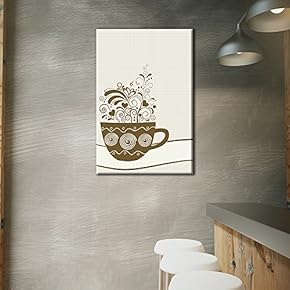 Canvas Wall Art - Cup of Coffee with Floral Pattern - Giclee Print Gallery Wrap Modern Home Art Ready to Hang - 12x18 inches