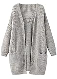 Futurino Women's Cable Knitted Boyfriend Pocket Open Front Cardigan, one size, Heathered