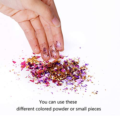 Gold Leaf Sheets Set, 300 Sheets Imitation Hold Golden Leafing Sheets Foil Paper for Slime Nails Paintings Statues Face Wall Furniture Decorations, 3.15 by 3.35 inches, 6 Colors - Thumbnail 3
