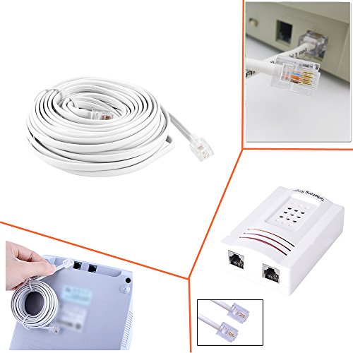 OdiySurveil(TM) 30 Feet(9M) RJ11 6P4C Modular Telephone Cord Extenstion Lead Cable,Pure Copper Wire - Thumbnail 2