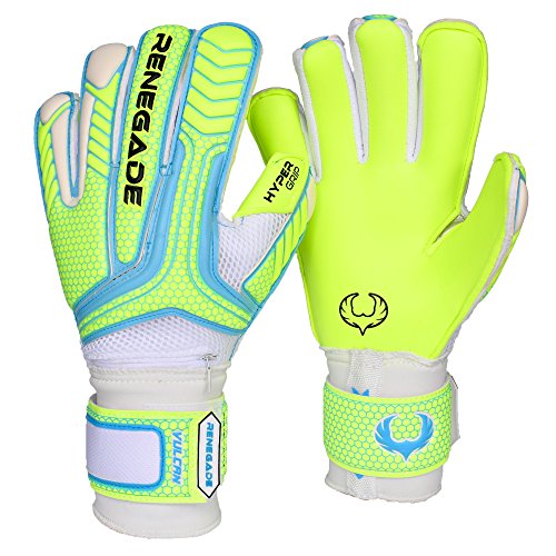 Vulcan Surge Hybrid Cut with GK Grip (Size 9 - Medium, Black) Soccer Youth Goalkeeper Gloves with Pro Finger Saves - Latest Football or Futsal Goalie Gear - Adult, Teens, Junior, Kids