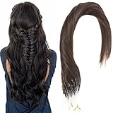 Sunny Micro Link Hair Extensions Remy Human Hair 50Strands Full Head Darkest Brown (Col #2) Ring Loop Hair Extensions 14 Inches 50gram