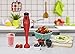 Americana EHB-1000R Electric Immersion Hand Blender, Mixer, Chopper, 1-Touch Soups, Sauces, Baby Food, Compact Storage, Easy Clean, 150 Watts, Red