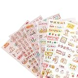 EVER OASIS Lovely Cat Kitten Kitty Stickers, Super Cute Small Assorted Stickers Pack for Diary Scrap Book Kids Craft Cartoon Scrapbooking Album Décor Decoration, Korean School Office Stationery