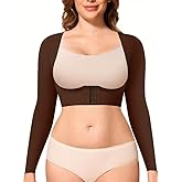 Brown Upper Arm Slimming Shapewear for Women with Post-Surgical Compression Sleeves and Back Posture Support