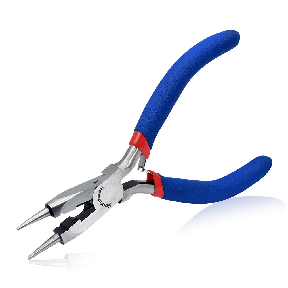 SPEEDWOX 5 Inches Mini Round Nose Pliers with Wire Cutter Wire Looping Pliers Fine Round Nose Pliers Jewelry Making Tools Small Round Pliers for Jewelry Making DIY Craft Beading Jewelry Pliers
