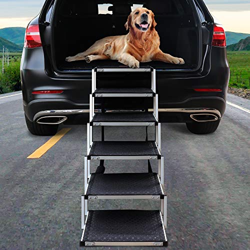Niubya Dog Steps for Large Dog, Lightweight Aluminum Foldable Pet