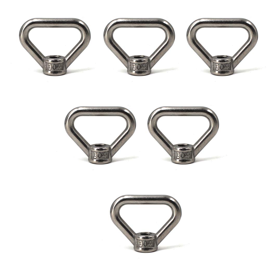 SeeRaphee 6PCS M10 Triangle Ring Shape 304 Stainless Steel Eye Nut Set