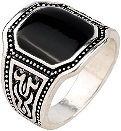 Myn Jewelry Size 7-10 New Classic Men Ring Silver Ring Vintage Jewelry Big Black Enamal Punk Rock Simple Ring RDA-1446