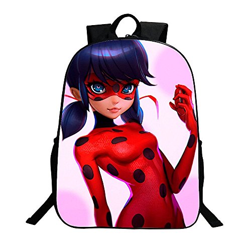 KINOMOTO Lady Bug Backpack 16Inch Girls Marinette Cosplay School Shoulder Bag Daypack (Marinette 2)