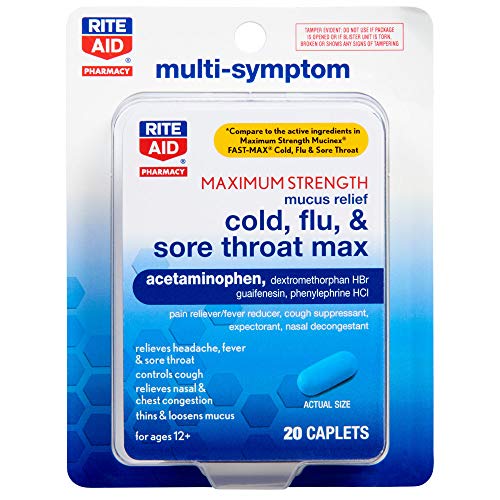 Rite Aid Mucus Relief Cold, Flu and Sore Throat, Maximum Strength 20
