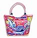 Waterproof Dolphin Design Canvas Beach Tote Bag Zipper Closure with Wood Balls 21 X 15 X 6