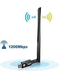 Inamax USB Wifi Adapter 1200Mbps, USB 3.0 Wireless Network Wifi Dongle with 5dBi Antenna for PC /Desktop/Laptop/Mac,Dual Band 2.4G/5G 802.11ac,Support Windows 10/8/8.1/7/Vista/XP/2000,Mac 10.4-10.13