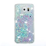 Urberry Galaxy S6 Case, Running Glitter Cover, Creative Design Flowing Liquid Floating Luxury Bling Glitter Sparkle Hard Case for Samsung Galaxy S6 with a Screen Protector (YB-Pink&Blue)