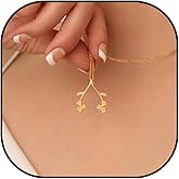 RAMUS KATEN Dainty Ring 14K Gold Plated Necklace Holder Flower Necklace Leaf Engagement Wedding Ring Keeper Wishbone Pendant Necklace For Nurse Doctor Wife Women Gift Jewelry