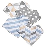 Baby Bandana Drool Bibs, 4 Pack Unisex Design of Leak Proof Burp Cloths, Bib of Soft Absorbent Cotton and Waterproof TPU Lining
