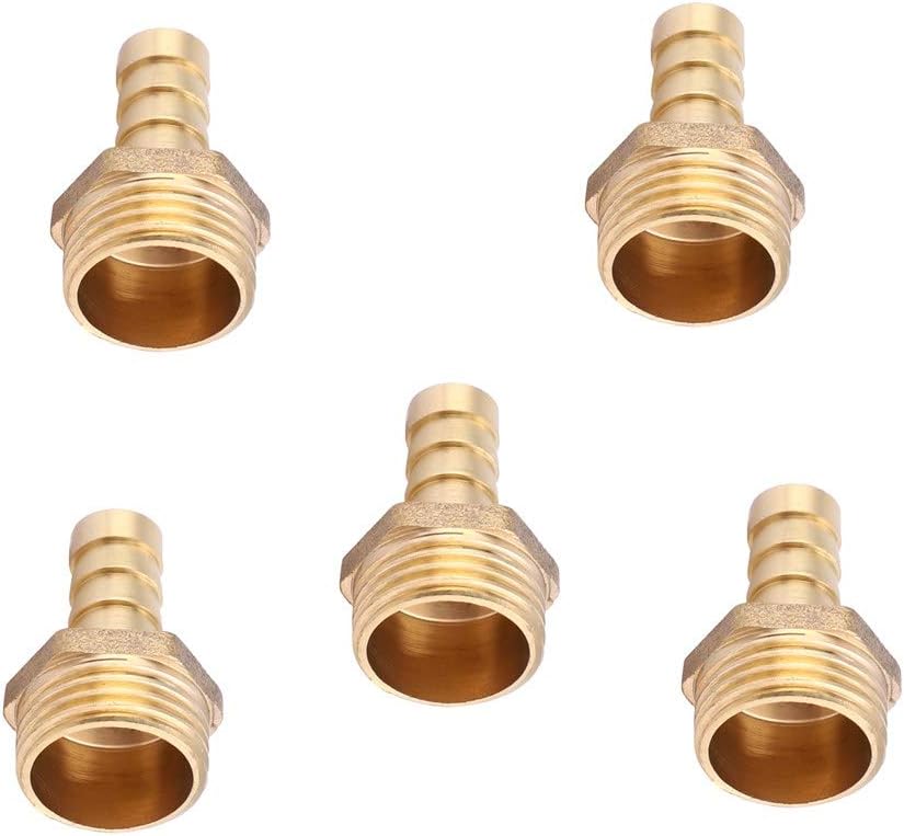 5pcs 10mm Hose Barb Tail Male BSP Connector Brass Fitting Adapter Coupler for Garden Kitchen Outdoor (PC10-063/4)