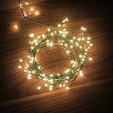 6feet 120 LED Starry Lights, Dailyart Battery Operated Waterproof Dark Green Copper Wire Fairy Light String Light for Garland, Wreath, Patio, Garden, Wedding, Party, Xmas(Warm White)
