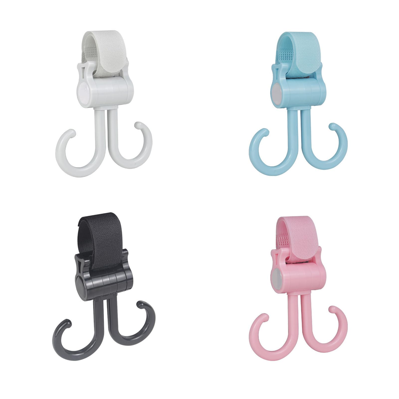 WTUGJEP 4 Pack Buggy Clips Stroller Pram Hooks Baby Bag Clips, Pram Clips Stroller Hooks Pushchair Hooks, 360 Degree Rotatable Pram Clips for Bags, for Hook Your Shopping Bags, Handbag, Changing Bag