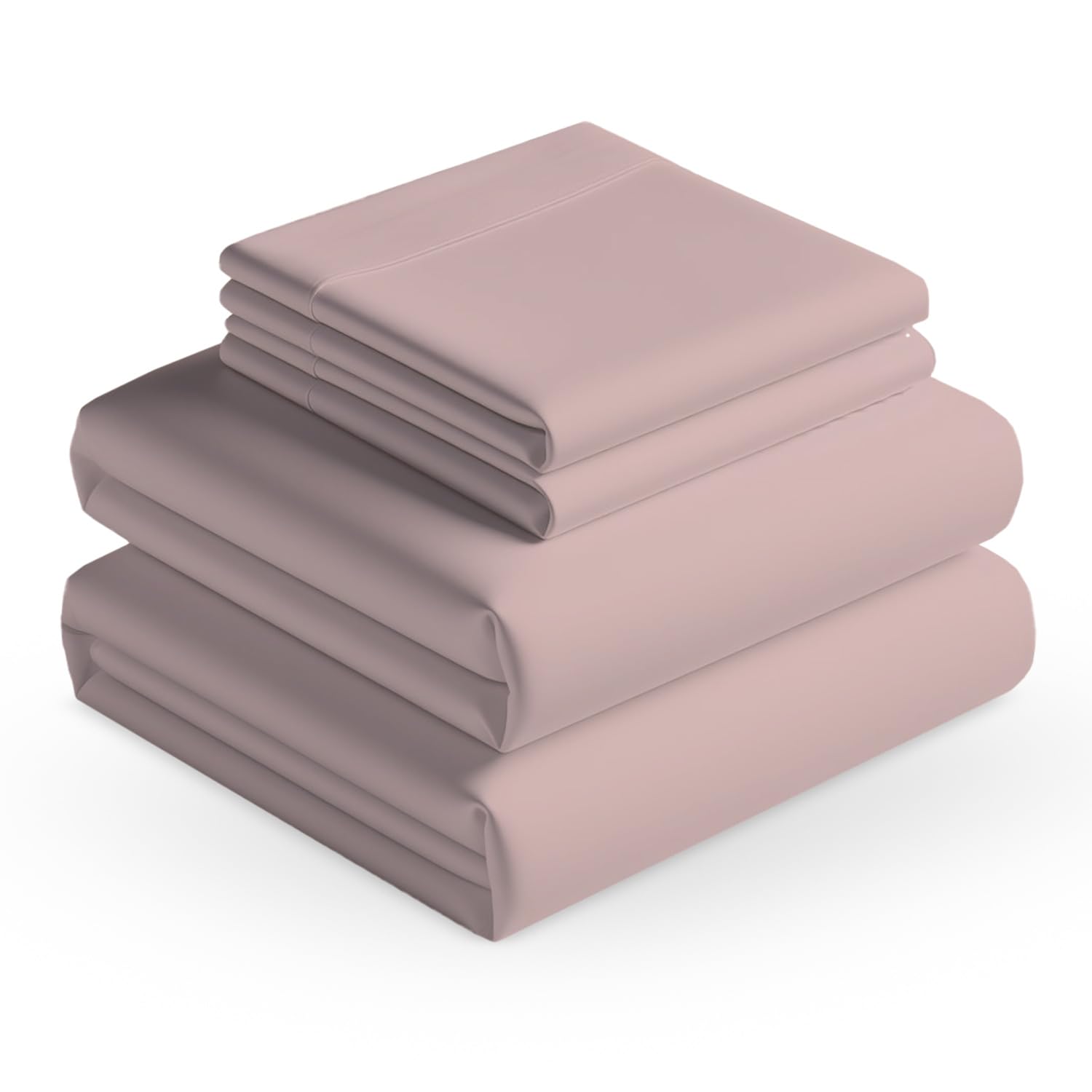 Photo 1 of BLUECLANS High Thread Count Deep Pocket Sheets Full Blush 4 Piece Bedding Set Egyptian Cotton Cooling Bedsheets 21" Extra Deep Fitted Sheet, Flat Sheet with 2 Pillowcases Sateen Weave Sheets