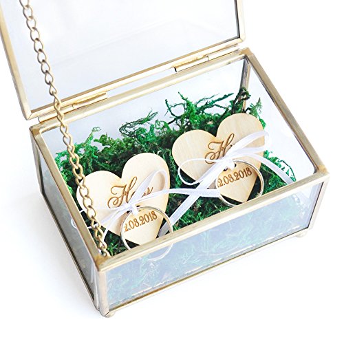 F&M HANDMADE Personalized Wedding Ring Box, Ring Bearer Box,Custom Copper Ring Box,Glass Ring Box