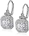 Amazon Collection Platinum or Gold-Plated Sterling Silver Infinite Elements Zirconia Asscher-Cut Antique Drop Earrings