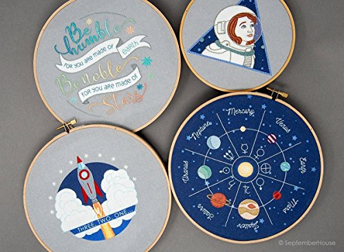 Planets Embroidery Kit, Solar System hand embroidery panel pre-printed fabric for hand embroidery, Space Embroidery Pattern Design