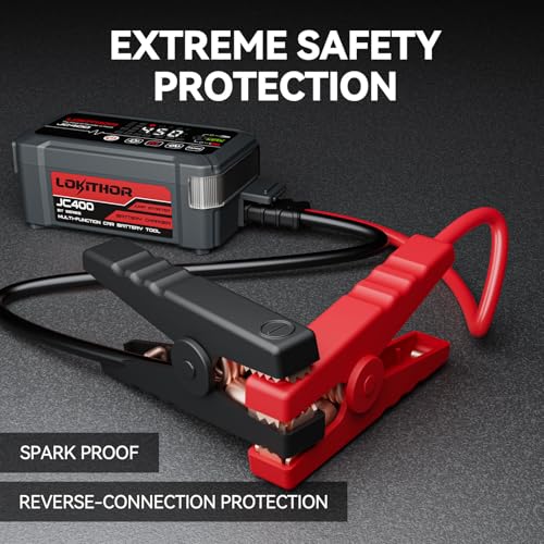 LOKITHOR JC400 9-in-1 Battery Charger and Jump Starter, 2500A 12V Portable Jump Box for Car Upto 8.5L Gas/6.5L Diesel, 750mA/1A/2A, 6V/12V Automotive Battery Maintainer, Trickle Charger and Desulfator