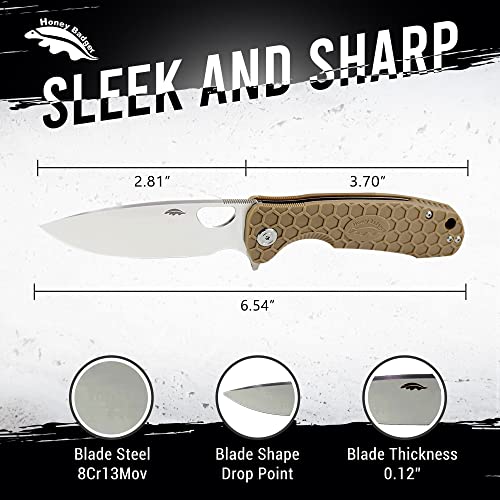 Western Active Honey Badger Small Pocket Knife, EDC Drop Point Folding