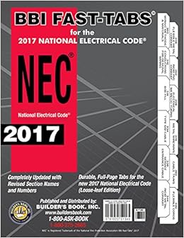 2017 National Electrical Code Nec Loose Leaf Bbi Fast Tabs Builders Book Inc 9781622701346 Amazon Com Books