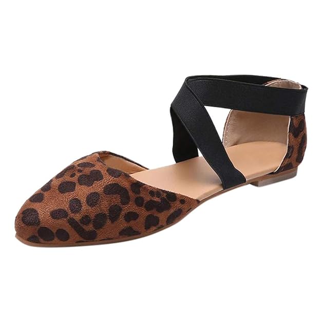Damenmode Sandalen Spitzschuh Flache Leopard Freizeitschuhe Einzel-Schuhe