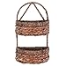 MyGift 2-Tier Handwoven Brown Seagrass Half Circle Decorative Storage Basket