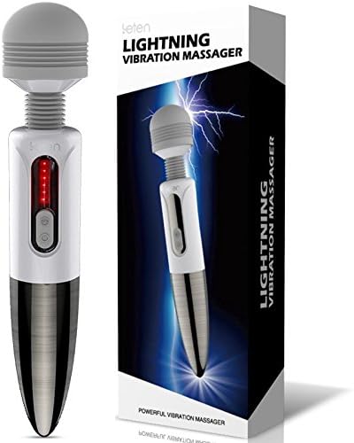ZHS Leten Lightning Huge Head Powerful Vibration Massager 5 Modes &amp; 6 Modes Pulse USB Rechargeable Magic AV Wand Vibrator 223(1pc)