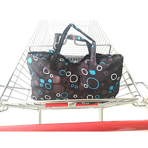 2-in-1 Shopping Cart and High Chair Cover for Baby~Padded~Fold'n Roll Style~Portable with Free Carry Bag (Black Circle)