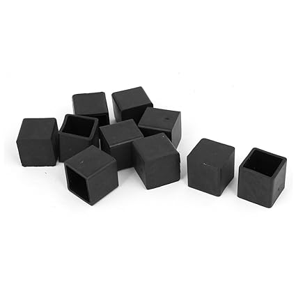 Sellify 20mm x 20mm Rubber Square Shaped Furniture Foot Cover Protector Pad Black 10pcs