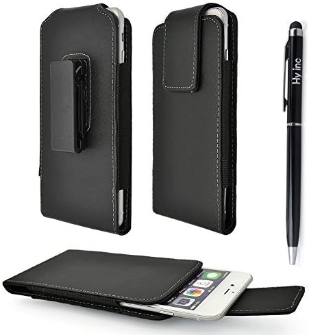 Hy PU Leather Holster Case with 360° Rotating Degree Belt Clip Compatible with Apple Iphone 6 4.7''/Apple 6s includes Hy Stylus Pen (Black)