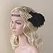 Gellwhu Vintage Black Feather Gold 20s Headpiece 1920s Flapper Headband