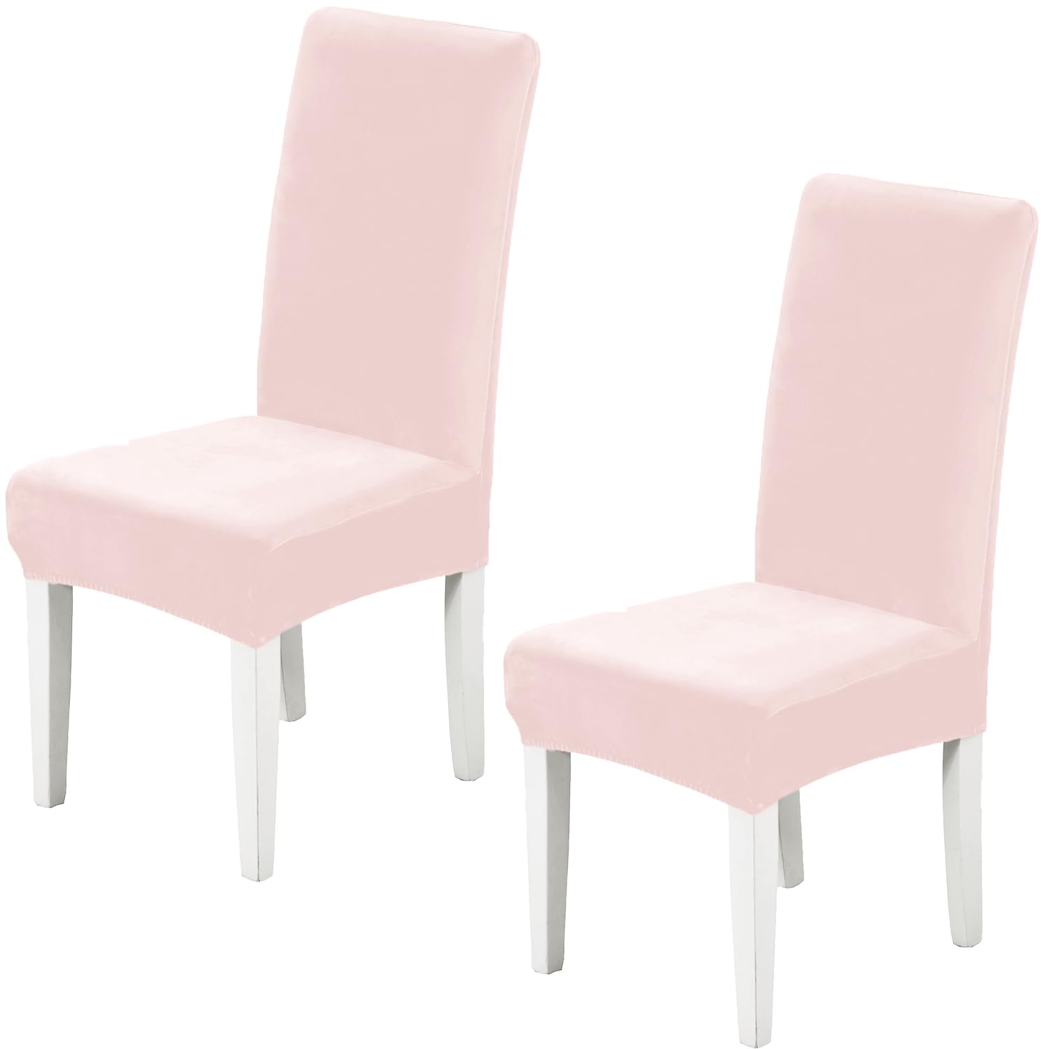 Xundefeng Soft Velvet Dining Chair Covers for Dining Room Set of 2 Pack Slipcovers Chairs Cover Stretch Slipcover, Pink