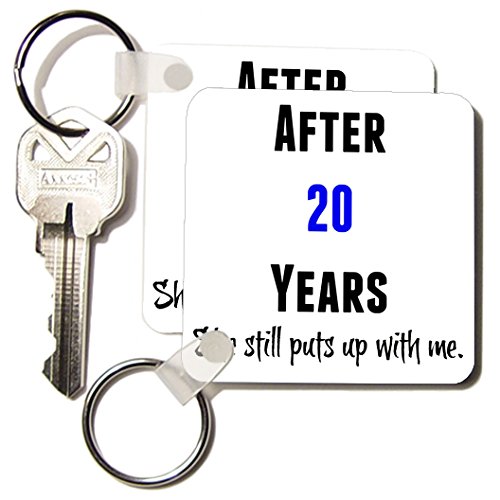 After 20 Years She Still Puts Up With Me, Black, Blue - Key Chains, 2.25 x 2.25 inches, set of 2 (kc_213455_1)